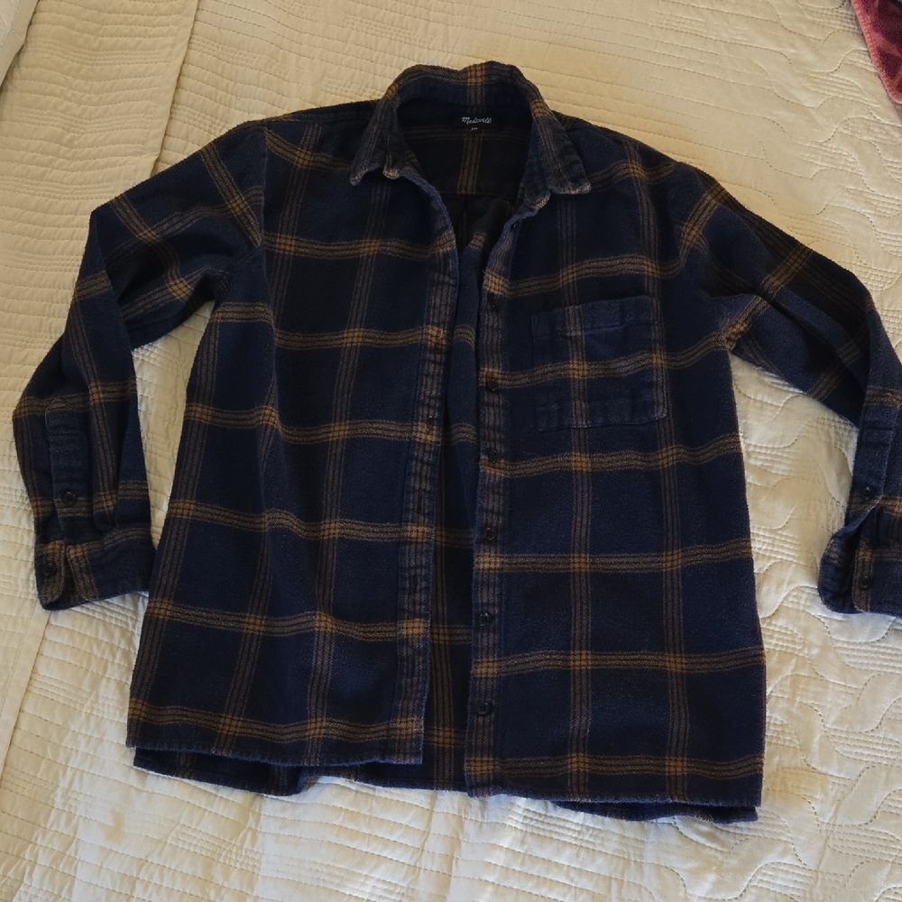 Madewell Navy and Brown Checkered Shirt Jacket - Picture 2 of 4